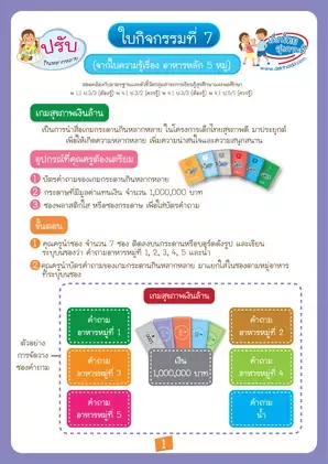 ใบกิจกรรมที่ 7 : Quiz สุขภาพเงินล้าน