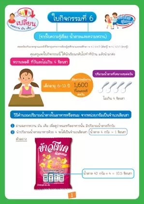 ใบกิจกรรมที่ 6 : หวานพอดี 4 ช้อนชา