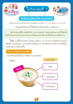 ใบกิจกรรมที่ 7 : ไขมันจ๋า มาจากไหน